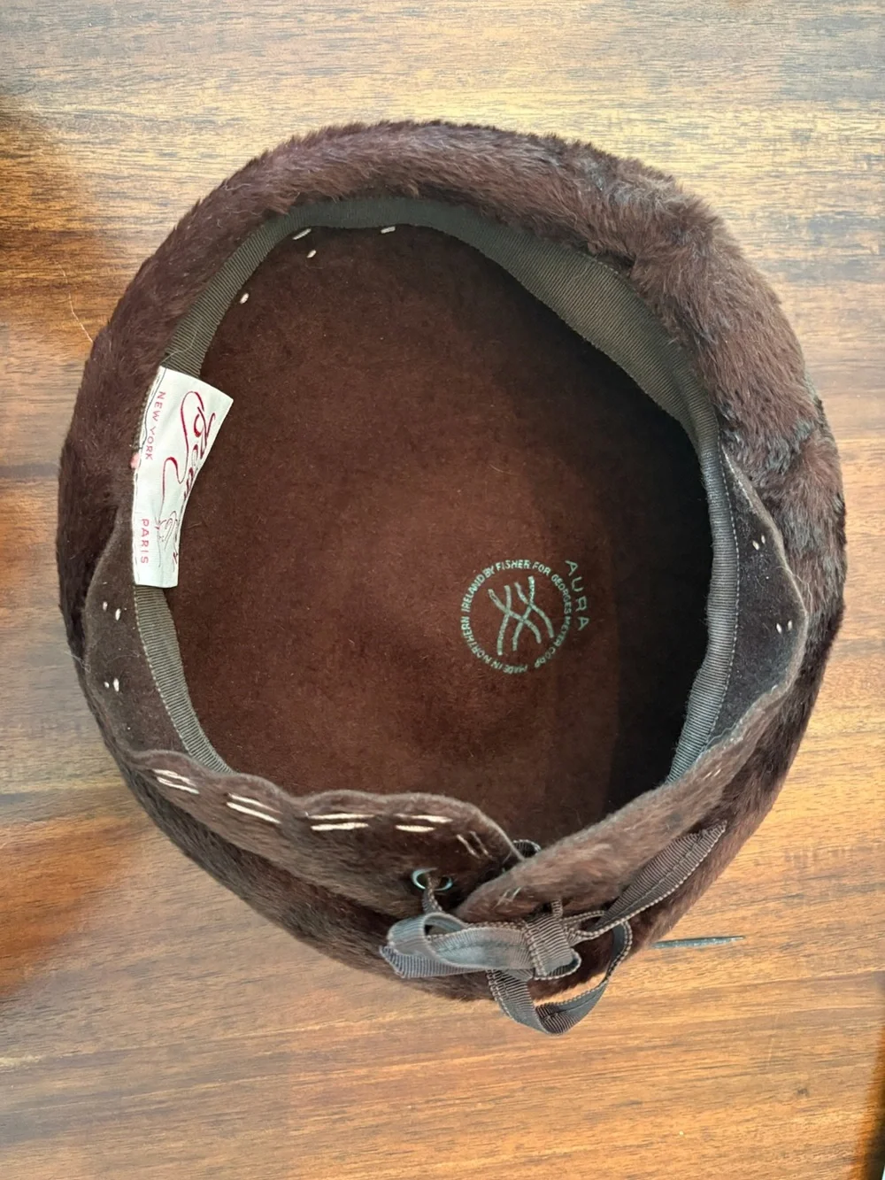 Vintage Betmar Faux Fur Beret Pillbox Hat Brown Aura Georges Meyer